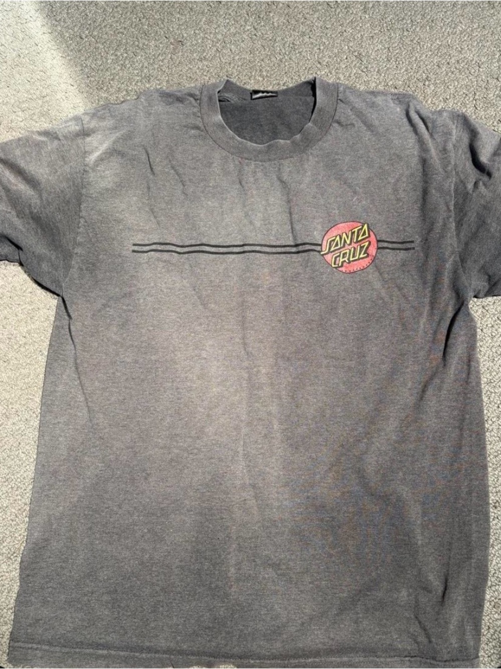 Santa Cruz Skateboards Gray Short Sleeve Tee with Red & Yellow Logo